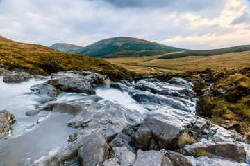 Water flows at the Fairy pools at Isle of Skye 