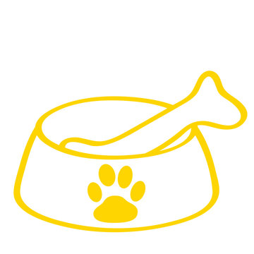 Handgezeichneter Hundenapf in gelb