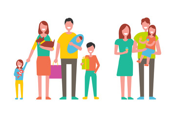 Fototapeta premium Family Couple and Children Vector Illustration