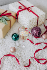 Christmas items set gifts boxes ribbons New Year