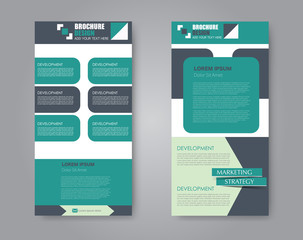 Vector flyer and leaflet design. Set of two side brochure templates. Vertical banners. Green color.