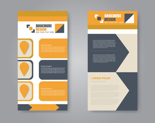 Vector flyer and leaflet design. Set of two side brochure templates. Vertical banners.  Orange color.