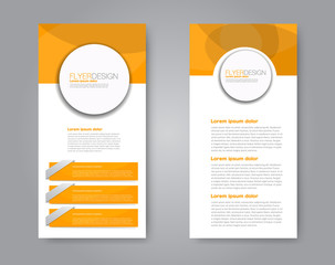 Vector flyer and leaflet design. Set of two side brochure templates for business or ediucation. Vertical banners. Orange color.