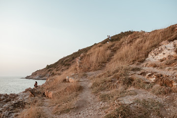 landscape with rocks and blue sky