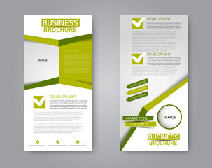 Narrow flyer and leaflet design. Set of two side brochure templates. Vertical banners. Green color. Vector illustration mockup.