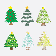 christmas tree doodle vector