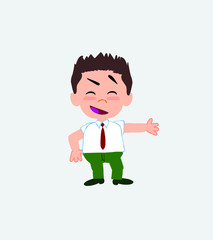 Businessman in casual style showing something in an optimistic and positive attitude.