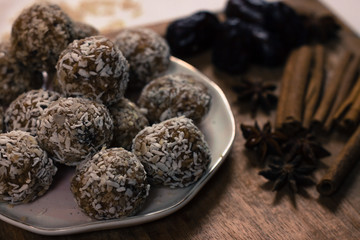 Vegan sweet delicious candy. Raw sweet ball