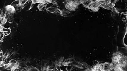Frame white flame . Border smoke mist texture effect for film , text or space © Victor