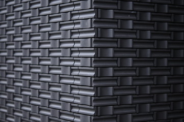 黒いブロックタイルの壁