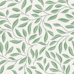  Embroidery floral seamless pattern on linen cloth texture
