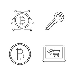 Bitcoin cryptocurrency linear icons set