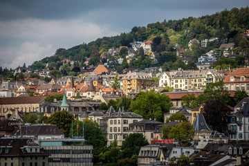 Fototapeta na wymiar Zürich - Panoramabild der Schweizer Finanzmetropole 