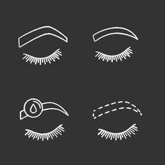 Eyebrows shaping chalk icons set