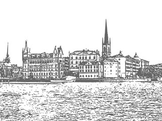 Fototapeta premium Stockholm. Vintage hand drawn sketch