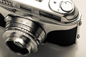 retro photo camera isolated closeup