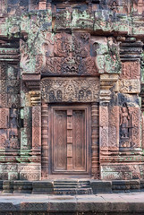 Fototapeta na wymiar Ornate door at Banteay Srei Temple near Angkor, Cambodia