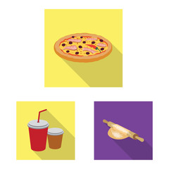 Vector design of pizza and food icon. Set of pizza and italy stock symbol for web.