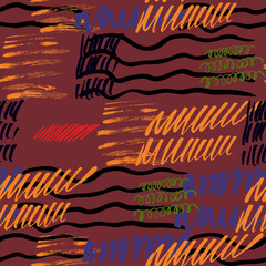 Seamless pattern hand drawn with a brush strokes. Abstract brushstrokes vector illustration.