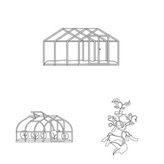 Vector design of greenhouse and plant symbol. Set of greenhouse and garden stock symbol for web.