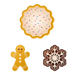 Vector illustration of biscuit and bake icon. Collection of biscuit and chocolate vector icon for stock.
