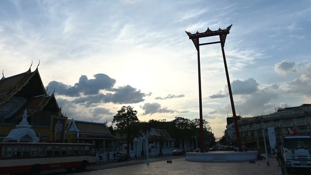 4K Day to night time lapse of Giant swing at Bangkok