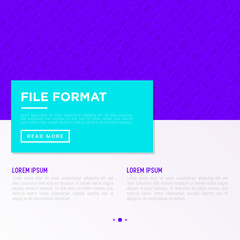 File formats concept with thin line icons: doc, pdf, php, html, jpg, png, txt, mov, eps, zip, css, js. Modern vector illustration, print media template.