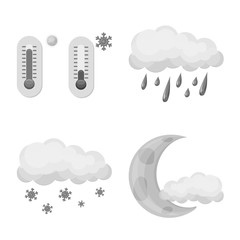 Vector illustration of weather and climate sign. Collection of weather and cloud stock vector illustration.