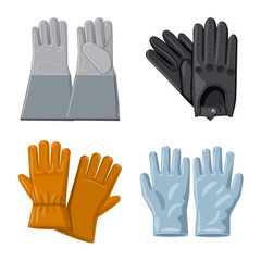 Vector illustration of glove and winter logo. Set of glove and equipment stock symbol for web.
