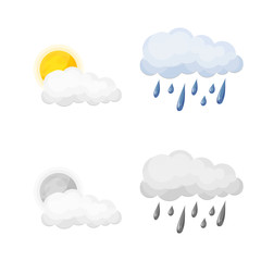 Isolated object of weather and climate logo. Set of weather and cloud stock symbol for web.