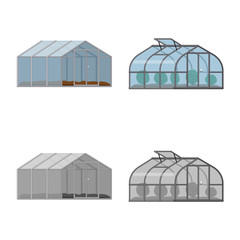 Vector design of greenhouse and plant symbol. Collection of greenhouse and garden vector icon for stock.