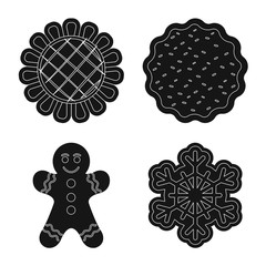 Vector illustration of biscuit and bake logo. Collection of biscuit and chocolate stock symbol for web.