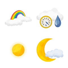 Vector illustration of weather and climate logo. Collection of weather and cloud vector icon for stock.