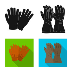 Fototapeta premium Vector illustration of glove and winter symbol. Collection of glove and equipment stock vector illustration.