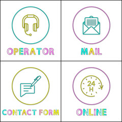 Operator icon posters set vector illustration