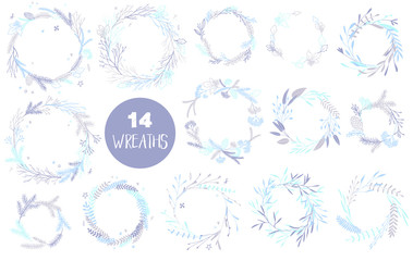 Christmas wreaths set.