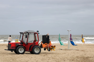 cleaning the beach
