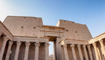 Fototapeta premium Edfu Temple, dedicated to the Falcon God Horus, Located on the west bank of the Nile, Edfu, Upper Egypt