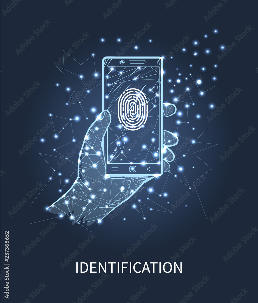 Poster identification mobile phone with print vector