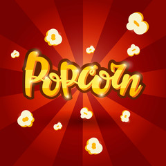 Lettering banner design Popcorn. Vector illustration.