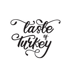 Lettering design "Taste of Turkey". Vector illustration.