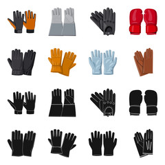 Isolated object of glove and winter sign. Collection of glove and equipment vector icon for stock.