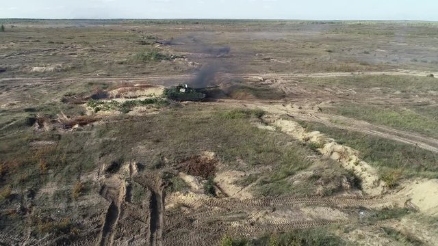 video from the drone: Russian tank T-72 B3 on the exercises shoots