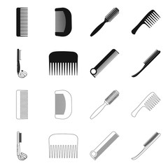 Vector design of brush and hair sign. Collection of brush and hairbrush stock vector illustration.