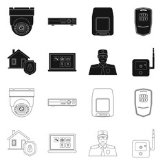 Vector illustration of office and house symbol. Collection of office and system stock symbol for web.