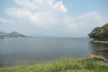 landscape with lake and mountains