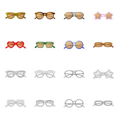 Isolated object of glasses and sunglasses sign. Collection of glasses and accessory stock symbol for web.