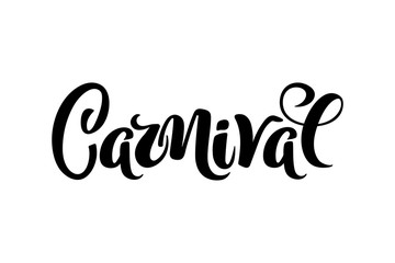 Carnival hand drawn lettering for Brasil carnaval, Mardi Gras, Spain carnival festival concept for celebration poster, banner, logo, icon, printing. Vector typography isolated, without background