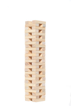 toy of wooden blocks isolated on white background with copy space