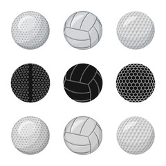 Vector design of sport and ball sign. Set of sport and athletic stock symbol for web.